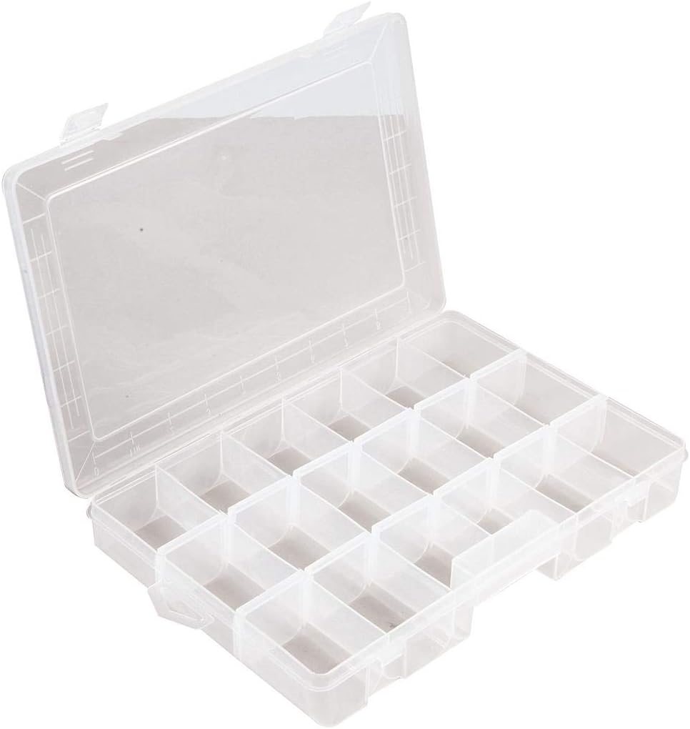 Duratool D00414 Boîte De Rangement Transparente 6-18 Compartiments Avec Sections Amovibles 42 X 186 X 292 Mm