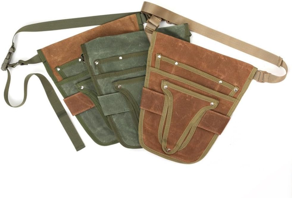 Sac Fourre-tout De Jardinage En Toile Cirée Avec Huit Compartiments Pour Outils Et Sangles Convertibles à Porter Comme Sac à Dos Ou à La Main Dans La Teinte Verte (vert)