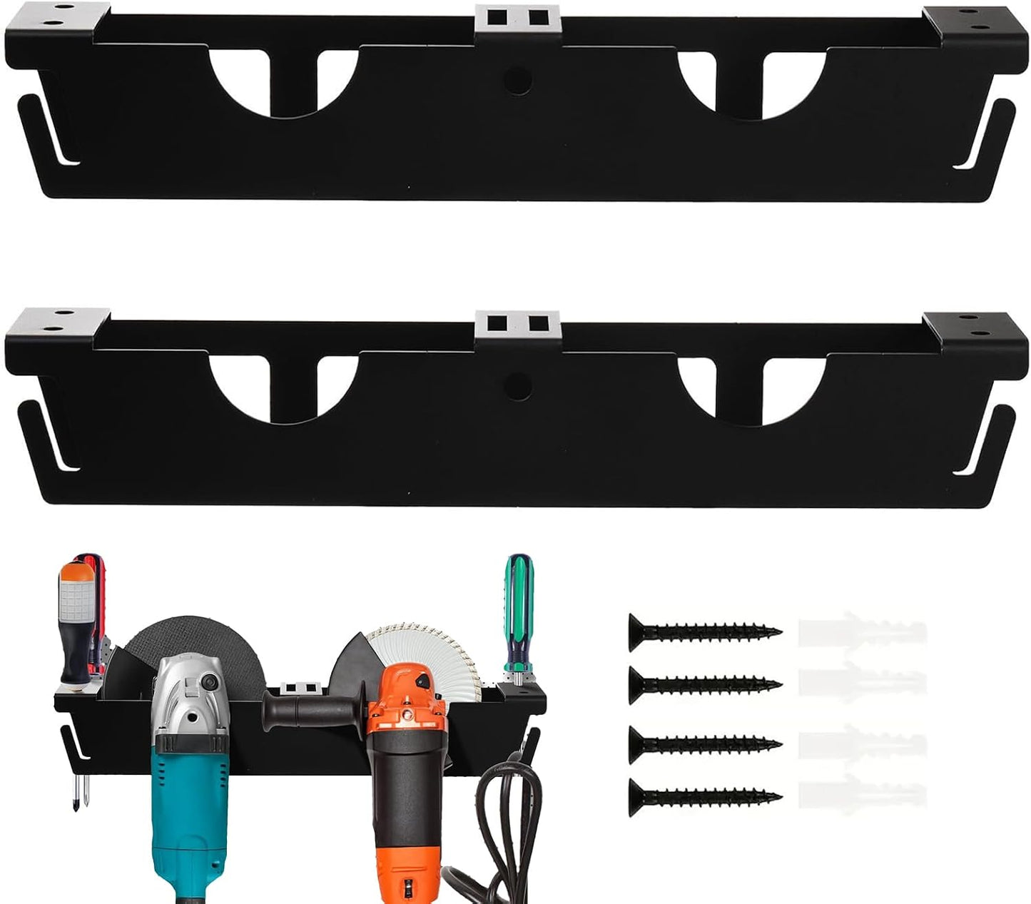 GENERIC Support Mural Pour Meuleuse D'angle | Tournevis D'outils électriques 2 Fentes Pour Atelier, établi, Panneau Perforé, Garage