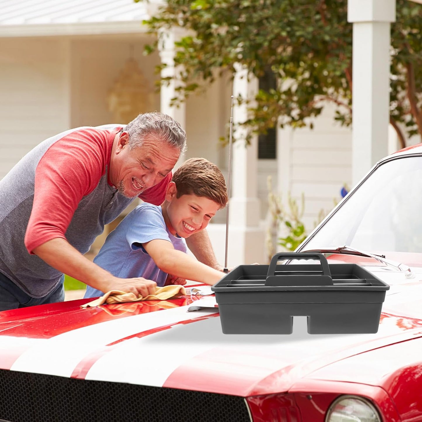 STOBAZA Boîte De Rangement Pour Produits De Nettoyage Portable Avec Poignée En Pp, Organiseur Pratique Pour Outils De Nettoyage à Main, Maison Voiture