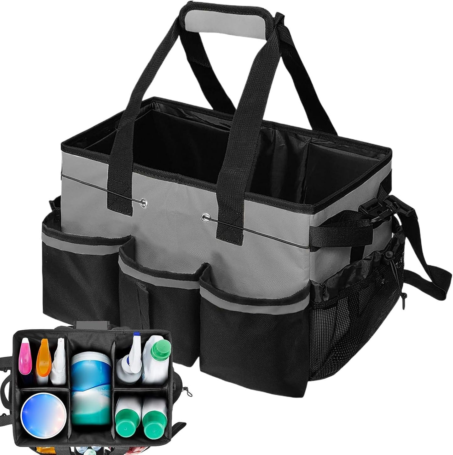 Housekeepers Sacs De Nettoyage, Organisateur De Nettoyage Avec Poignée, 40 X 25 X 24 Cm, Rangement Multi-poches, Construction En Tissu Durable Pour Cuisine, Dortoir, Salle De Bain, Camping, Voiture