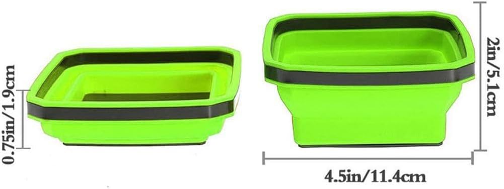  Plateau Pliable En Silicone Pour Vis, écrous, Boulons Et Petites Pièces Avec Aimant Pour Coffre à Outils, établi Et Utilisation Sur Le Terrain (vert)