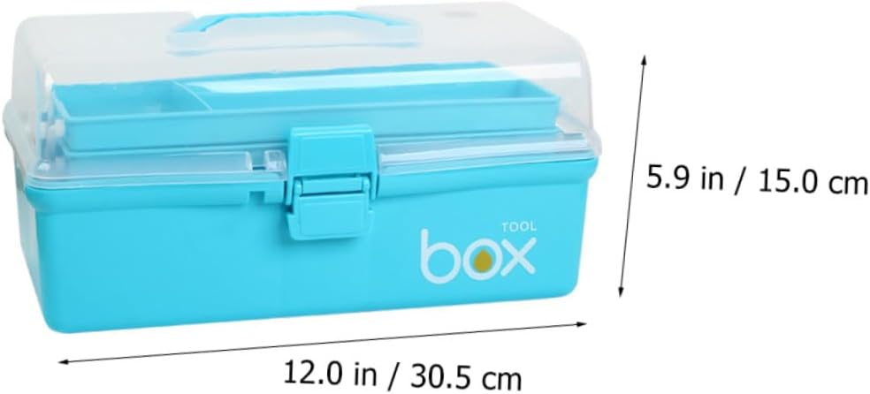  Housoutil Boîte De Rangement Portable En Plastique Bleu à 3 Couches, Coffret à Outils De Peinture Design Simple, Rangement Lors Peinture