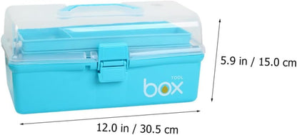  Housoutil Boîte De Rangement Portable En Plastique Bleu à 3 Couches, Coffret à Outils De Peinture Design Simple, Rangement Lors Peinture