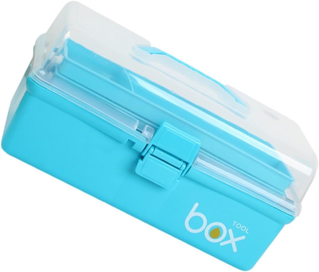  Housoutil Boîte De Rangement Portable En Plastique Bleu à 3 Couches, Coffret à Outils De Peinture Design Simple, Rangement Lors Peinture