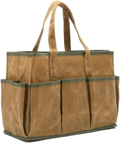  Sac Fourre-tout En Toile Cirée Avec 10 Poches, Très Résistant à L'eau De 453,6 G, Pour Jardiniers Et Bricoleurs, Sac De Travail En Plein Air Et Jardinier (kaki)