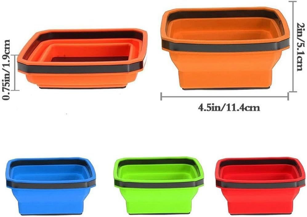  Plateau Pliable En Silicone Pour Vis, écrous, Boulons Et Petites Pièces Avec Aimant Pour Coffre à Outils, établi Et Utilisation Sur Le Terrain (vert)