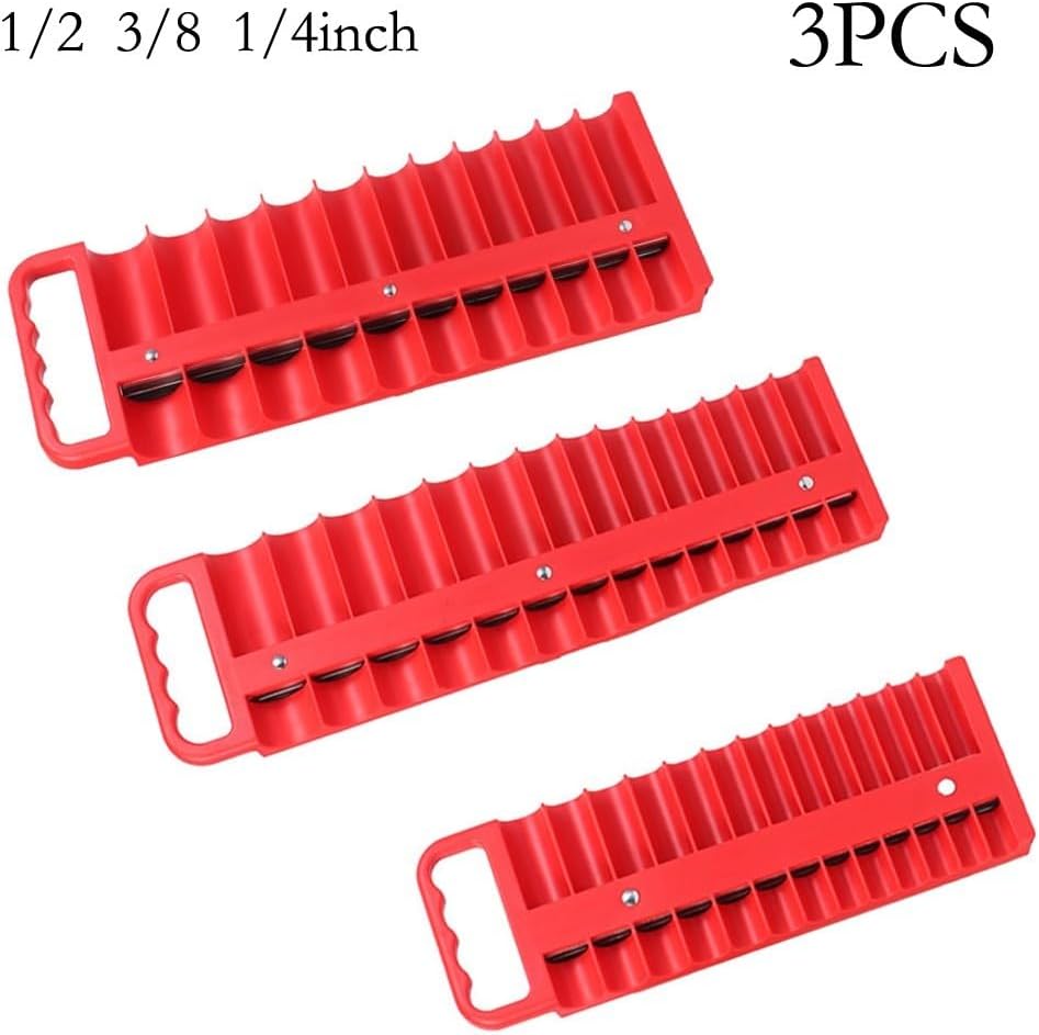  Plateau De Rangement De Douilles Avec Dos Magnétique Pour Disques De 6,35 Mm, 76 Pièces, Robuste En ABS, Rouge (rouge)