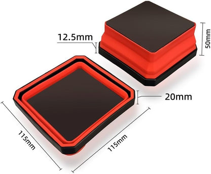  Lot De 2 Plateaux Pliables En Silicone Avec Aimants Puissants Pour Le Rangement De Petits Matériels Dans Des Boîtes à Outils, Organiseurs Verts Et Rouges Pour Mécaniciens, Plombiers Et Projets De