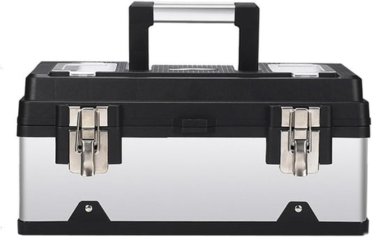  Caisses à Outils Boîte à Outils En Acier Inoxydable Kit De Réparation Matériel Portable Multifonction For La Maison Stockage Supplémentaire(17inch)