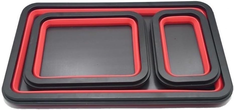 Plateau Magnétique 3 Pièces Rectangulaire Pliable En Silicone Avec Base Magnétique Robuste Pour Vis, Boulons (B)