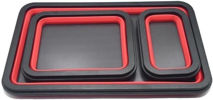  Plateau Magnétique 3 Pièces Rectangulaire Pliable En Silicone Avec Base Magnétique Robuste Pour Vis, Boulons (B)