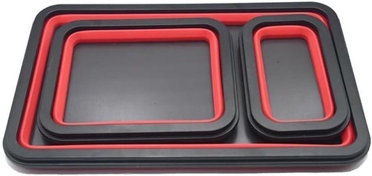  Plateau Magnétique 3 Pièces Rectangulaire Pliable En Silicone Avec Base Magnétique Robuste Pour Vis, Boulons (B)