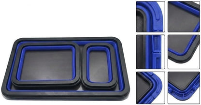  Plateau Magnétique 3 Pièces Rectangulaire Pliable En Silicone Avec Base Magnétique Robuste Pour Vis, Boulons (B)