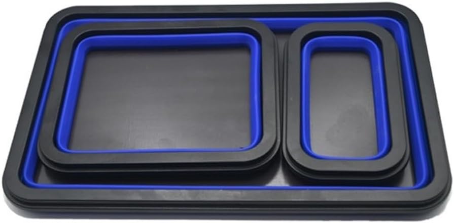  Plateau Magnétique 3 Pièces Rectangulaire Pliable En Silicone Avec Base Magnétique Robuste Pour Vis, Boulons (B)