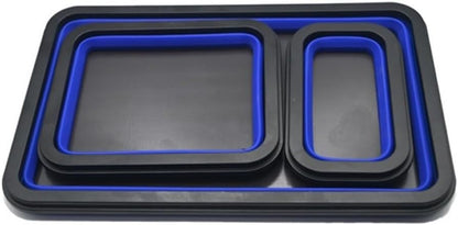  Plateau Magnétique 3 Pièces Rectangulaire Pliable En Silicone Avec Base Magnétique Robuste Pour Vis, Boulons (B)