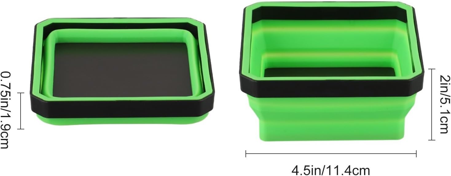  Plateau Pliable En Silicone Pour Vis, écrous, Boulons Et Petites Pièces Avec Aimant Pour Coffre à Outils, établi Et Utilisation Sur Le Terrain (vert)