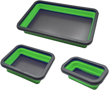 Plateau Magnétique 3 Pièces Rectangulaire Pliable En Silicone Avec Base Magnétique Robuste Pour Vis, Boulons (B)