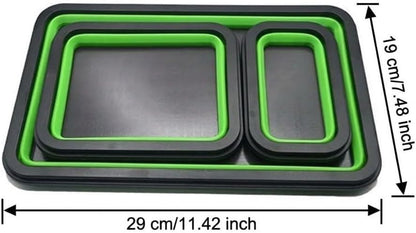  Plateau Magnétique 3 Pièces Rectangulaire Pliable En Silicone Avec Base Magnétique Robuste Pour Vis, Boulons (B)