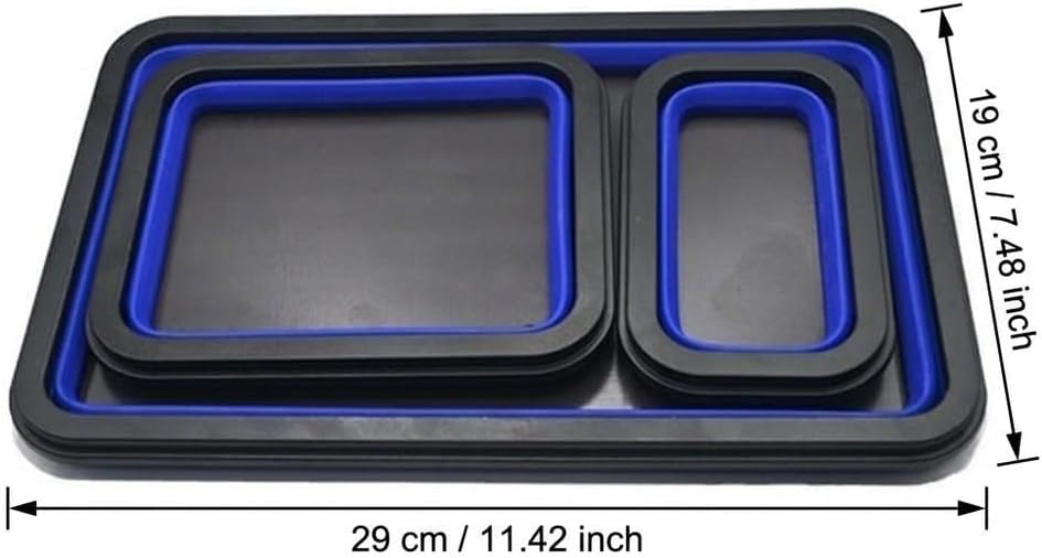  Plateau Magnétique 3 Pièces Rectangulaire Pliable En Silicone Avec Base Magnétique Robuste Pour Vis, Boulons (B)