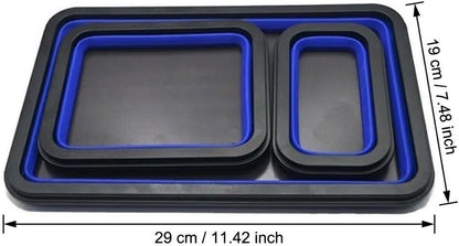  Plateau Magnétique 3 Pièces Rectangulaire Pliable En Silicone Avec Base Magnétique Robuste Pour Vis, Boulons (B)