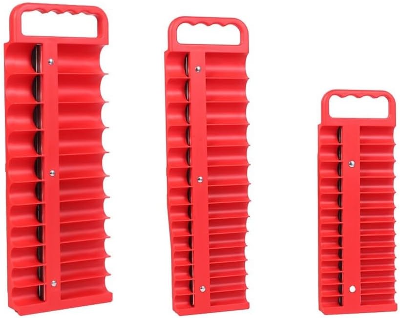  Plateau De Rangement De Douilles Avec Dos Magnétique Pour Disques De 6,35 Mm, 76 Pièces, Robuste En ABS, Rouge (rouge)