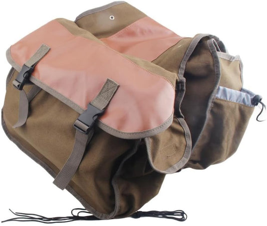  Grand Sac En Toile Avec Bordure En Cuir Pour Sacoches Arrière Compatible Avec Vélos électriques De Route, Montagne, Pour Les Trajets Et Le Shopping, Vert (camel)