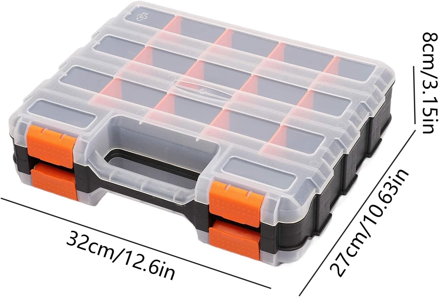 GENERIC Petite Boîte à Outils, Double Face, 34 Compartiments, Rangement Compact Pour Appareils électroniques, Organiseur Avec Couvercle Transparent, Accessoire D'atelier Avec Plusieurs Sections, Utilisation