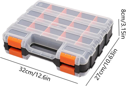 GENERIC Petite Boîte à Outils, Double Face, 34 Compartiments, Rangement Compact Pour Appareils électroniques, Organiseur Avec Couvercle Transparent, Accessoire D'atelier Avec Plusieurs Sections, Utilisation