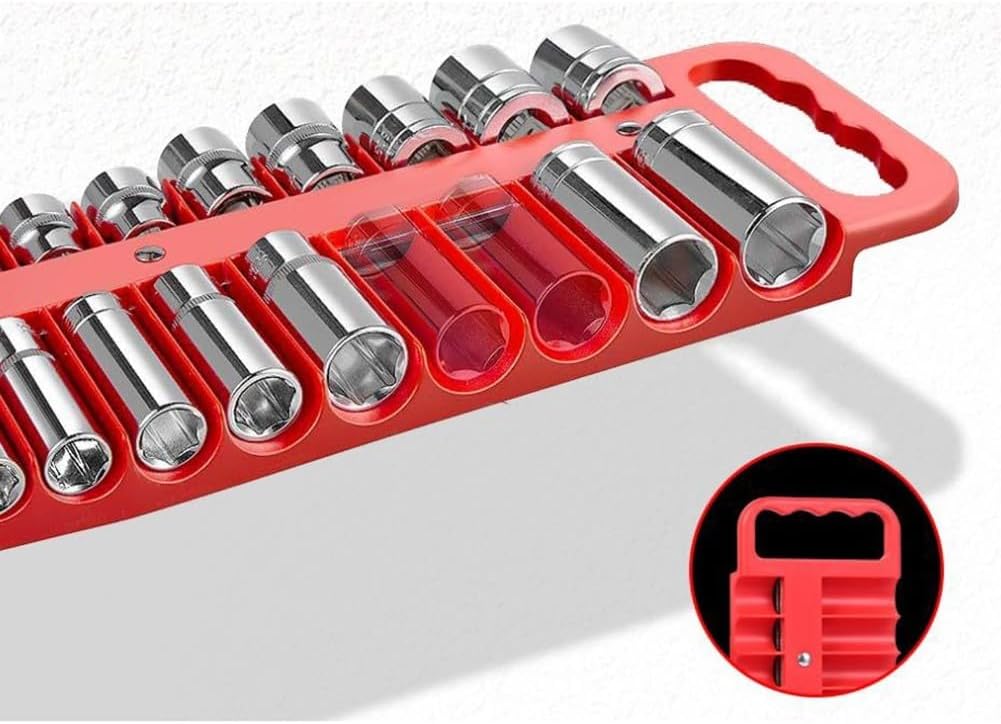  Plateau De Rangement De Douilles Avec Dos Magnétique Pour Disques De 6,35 Mm, 76 Pièces, Robuste En ABS, Rouge (rouge)