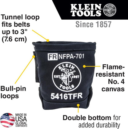  Klein Tools 5416TFR | Sac Porte Boulons Résistant Au Feu En Toile No. 4 | Dimensions 127 X 254 X 229 Mm | Système 3 Poches Pour Outils