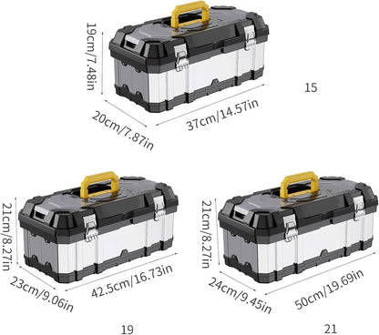  Mallette De Rangement D'outils En Acier Inoxydable Avec Plusieurs Compartiments Pour Automobile - Boîte à Outils Résistante Aux Chocs