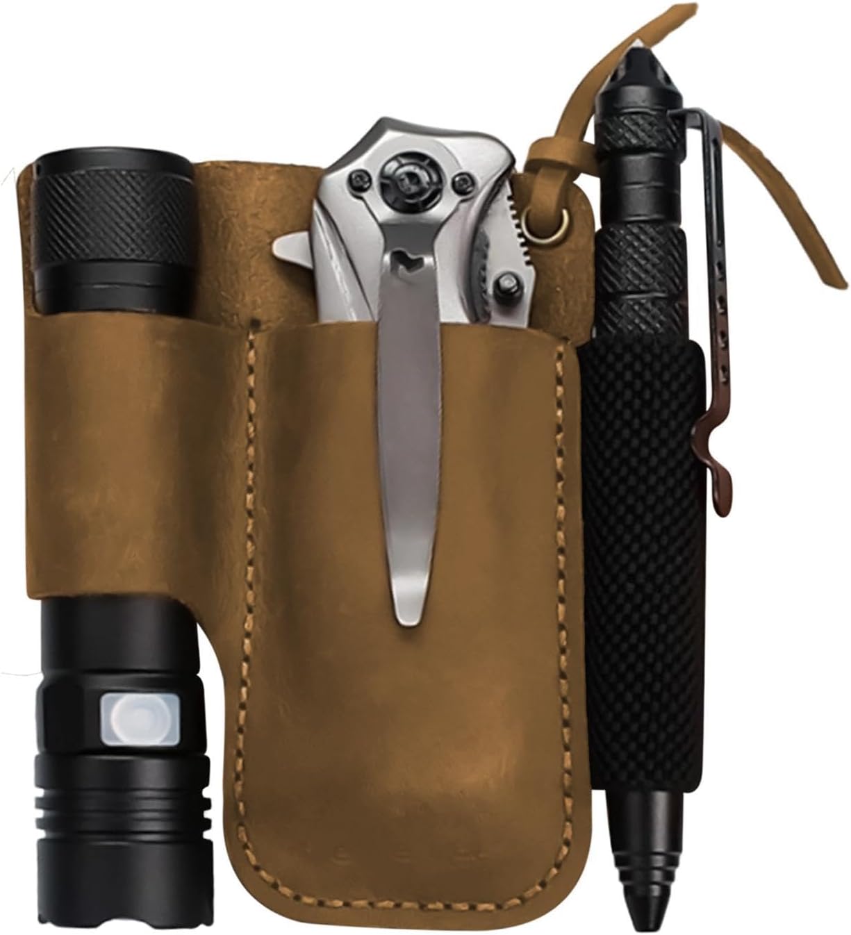 GENERIC Support De Lampe De Poche – Porte-outils Multifonction En Cuir Rétro – Pour Plantation, Récolte, élagage, Amélioration De La Maison, Construction, Plombier, Menuiserie, Travail Du Bois