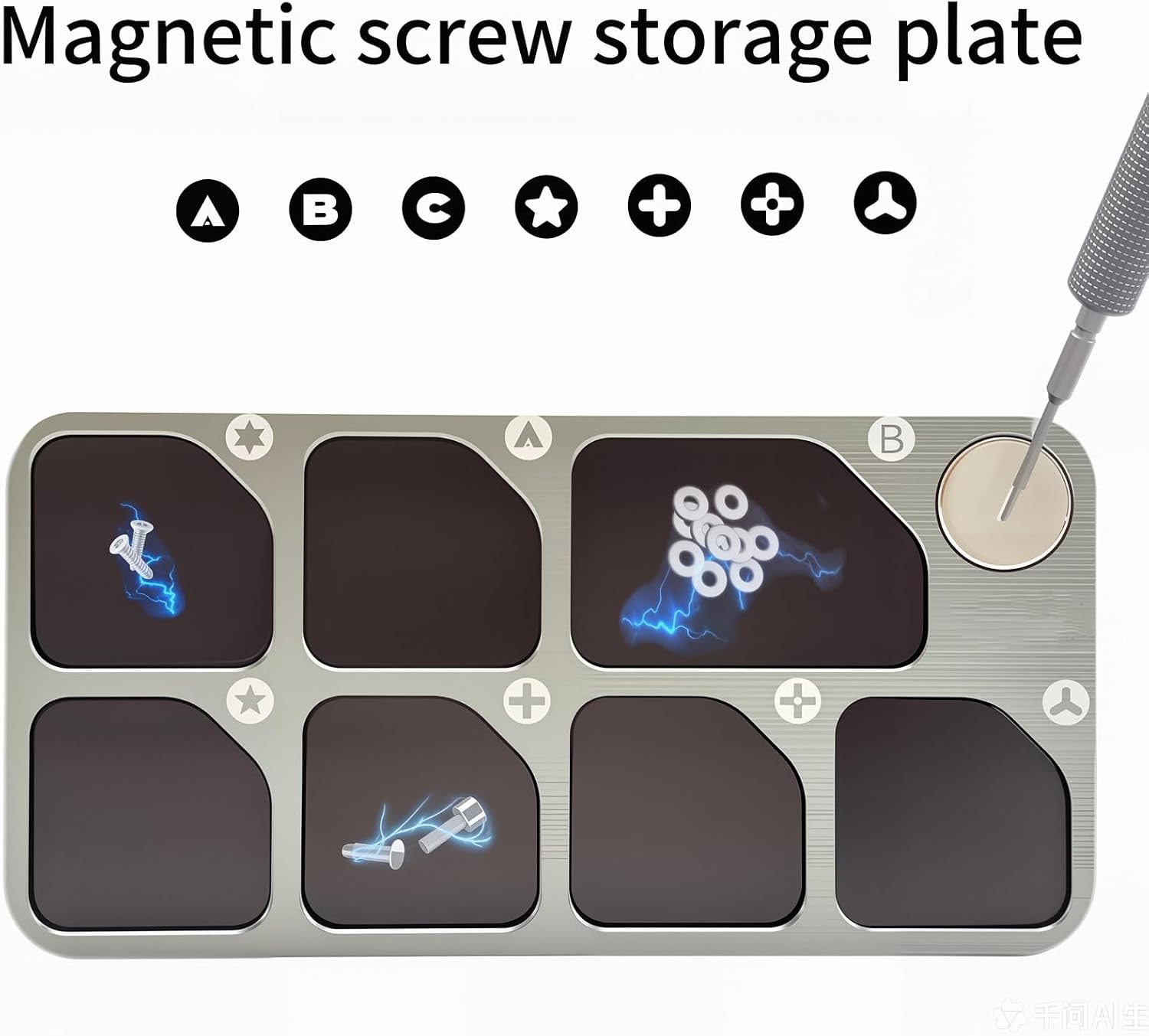  Plateau De Réparation En Aluminium Avec Aimant Puissant Pour Organiser Les Petites Pièces Pendant La Fixation De L ' Appareil, Panneau De Rangement à Vis, Organisateurs électroniques
