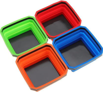  Plateau Pliable En Silicone Pour Vis, écrous, Boulons Et Petites Pièces Avec Aimant Pour Coffre à Outils, établi Et Utilisation Sur Le Terrain (vert)
