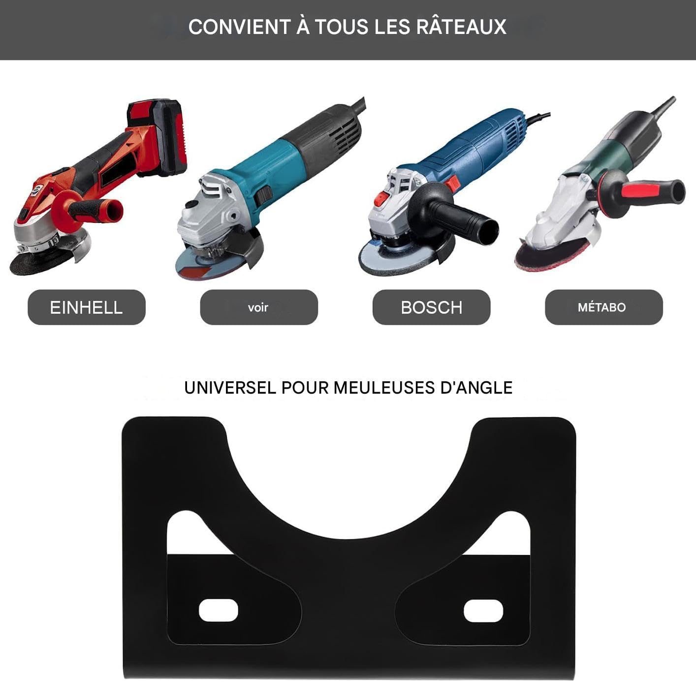  Générique Support Pour La Meuleuse D'Angle - Porte-Outil Murale Pour Meuleuse D'Angle Et Outillage Électrique | Organisateur En Fer Robustes Pour Outils Électriques Atelier Bricolage