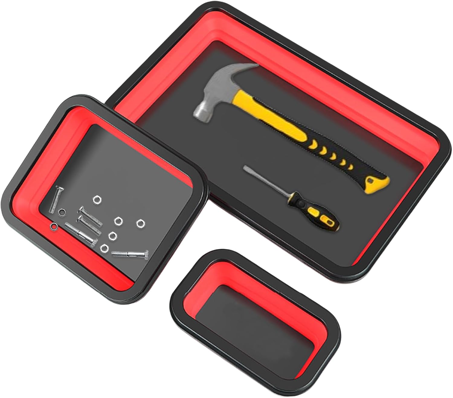  Générique Bac Magnétique,Lot De 3 Porte-Pièces Magnétique De Rangement | Organisateur D'outils Pliable Pour Tri Vis Écrous Atelier Garage De Réparation