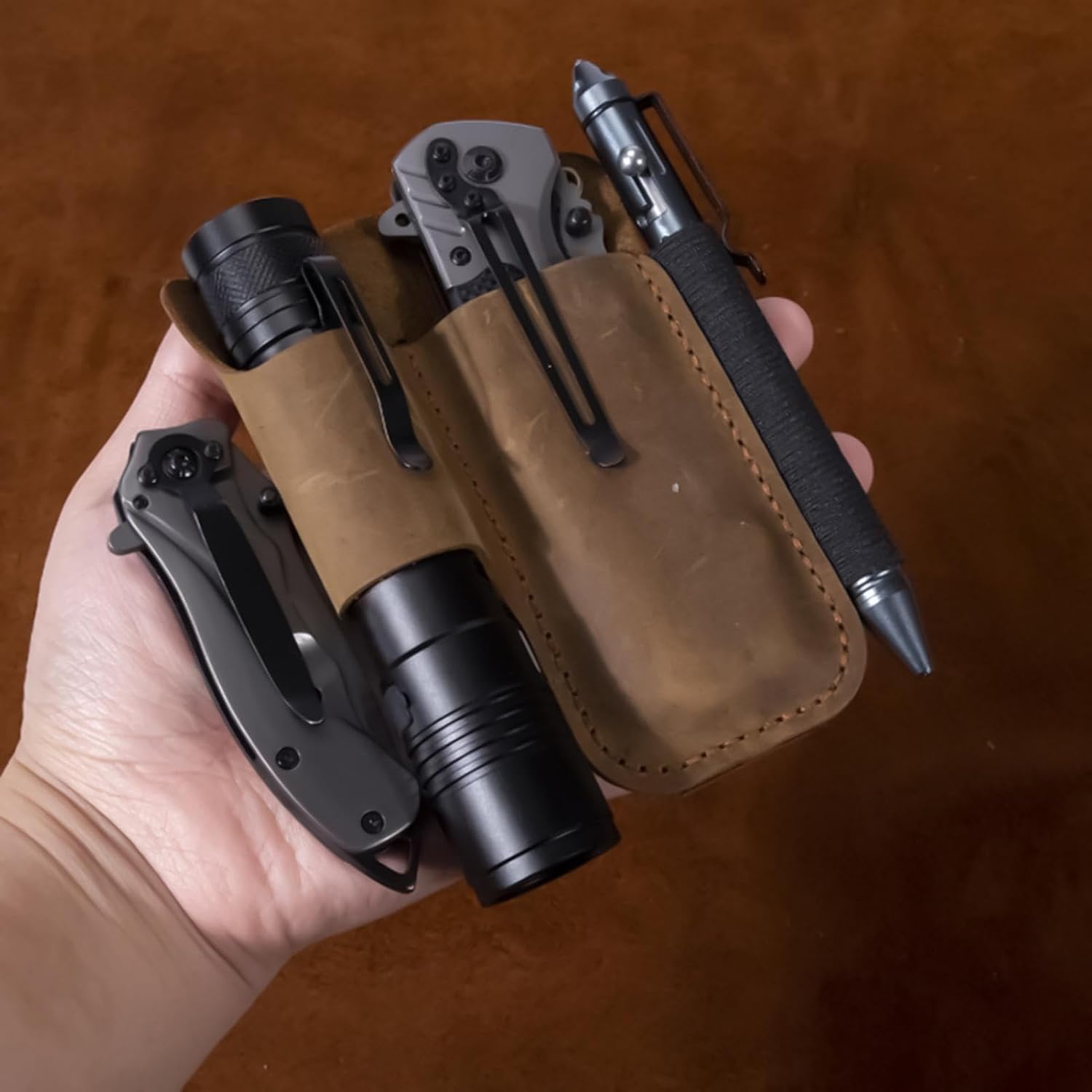 GENERIC Support De Lampe De Poche – Porte-outils Multifonction En Cuir Rétro – Pour Plantation, Récolte, élagage, Amélioration De La Maison, Construction, Plombier, Menuiserie, Travail Du Bois