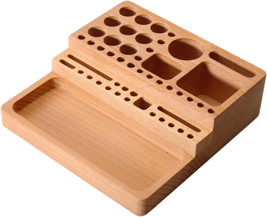  Porte-outils Robuste En Bois De Hêtre - Plusieurs Compartiments Pour Studio à Domicile Ou Espaces De Travail Professionnels - Solution De Rangement D'outils Artisanaux