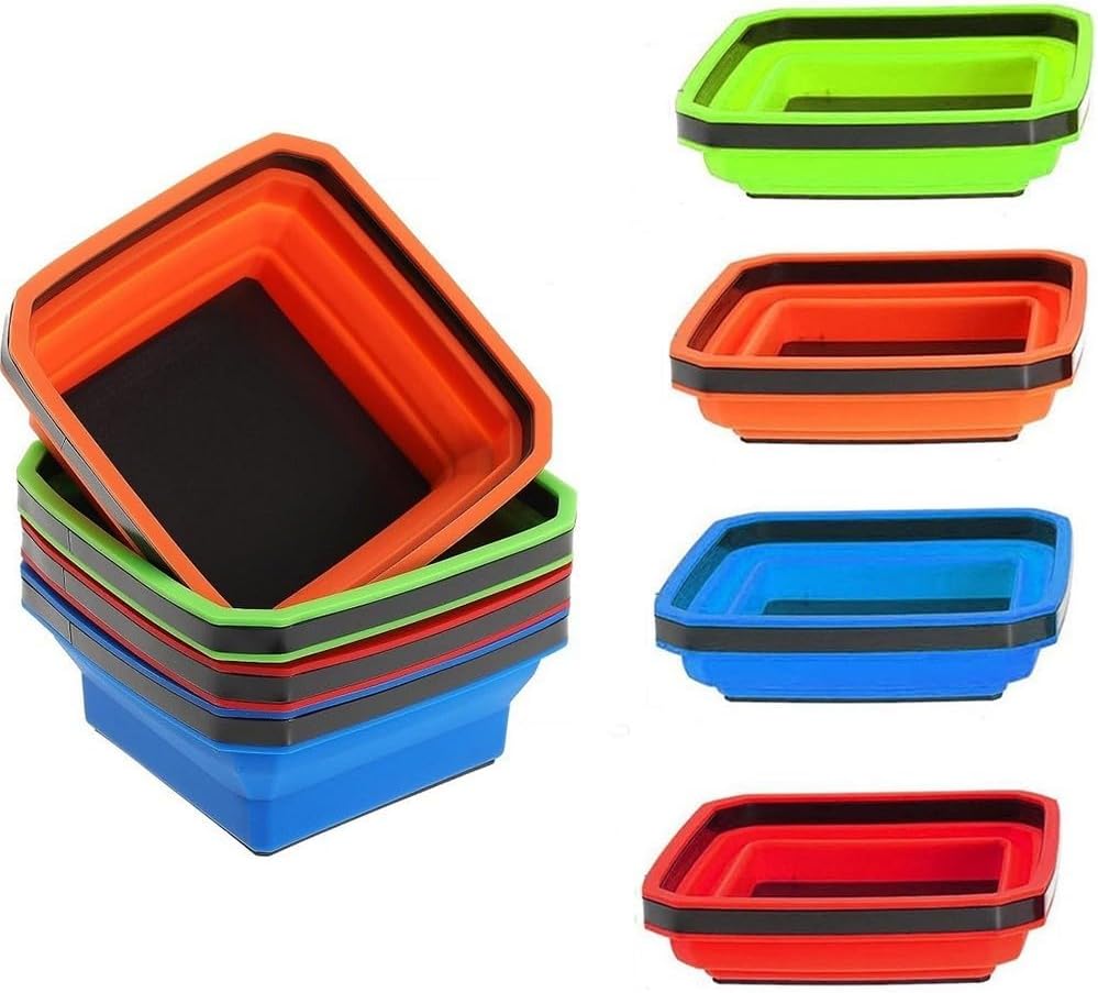  Plateau Pliable En Silicone Pour Vis, écrous, Boulons Et Petites Pièces Avec Aimant Pour Coffre à Outils, établi Et Utilisation Sur Le Terrain (vert)