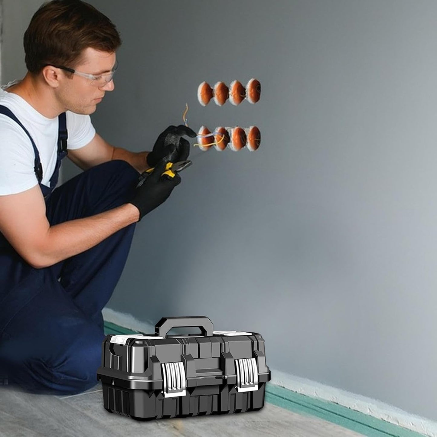  Boîte De Rangement De Matériel,boîte De Rangement D'outils | Organisateur De Matériel étanche à 3 Couches Pliable | Solution De Stockage Multifonctionnelle De Grande Capacité Avec Boucle En Acier