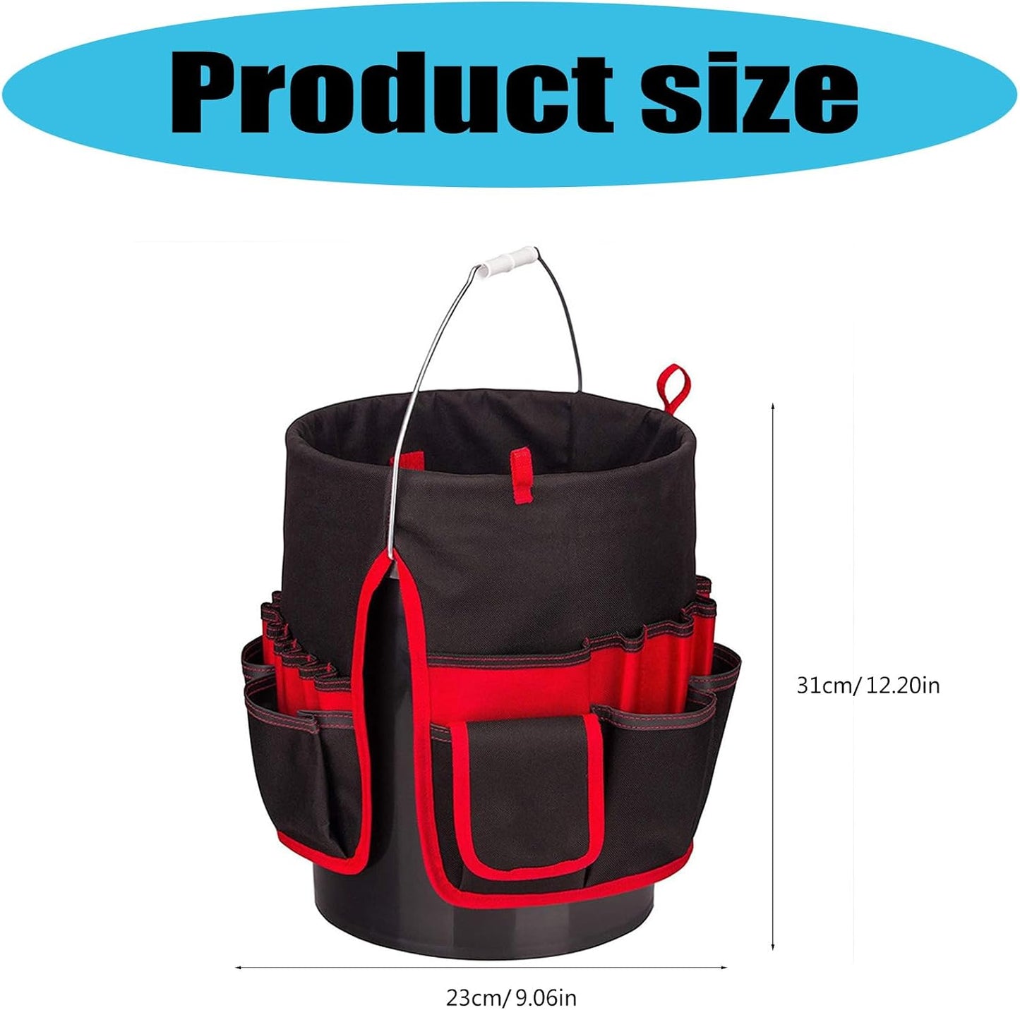  Porte-outils Multifonction Avec Poches Spacieuses Pour Outils à Main Et Atelier En Plein Air En Forme De Seau