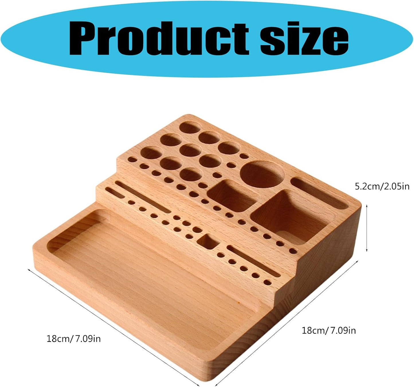  Porte-outils Robuste En Bois De Hêtre - Plusieurs Compartiments Pour Studio à Domicile Ou Espaces De Travail Professionnels - Solution De Rangement D'outils Artisanaux