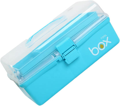 Housoutil Boîte De Rangement Portable En Plastique Bleu à 3 Couches, Coffret à Outils De Peinture Design Simple, Rangement Lors Peinture
