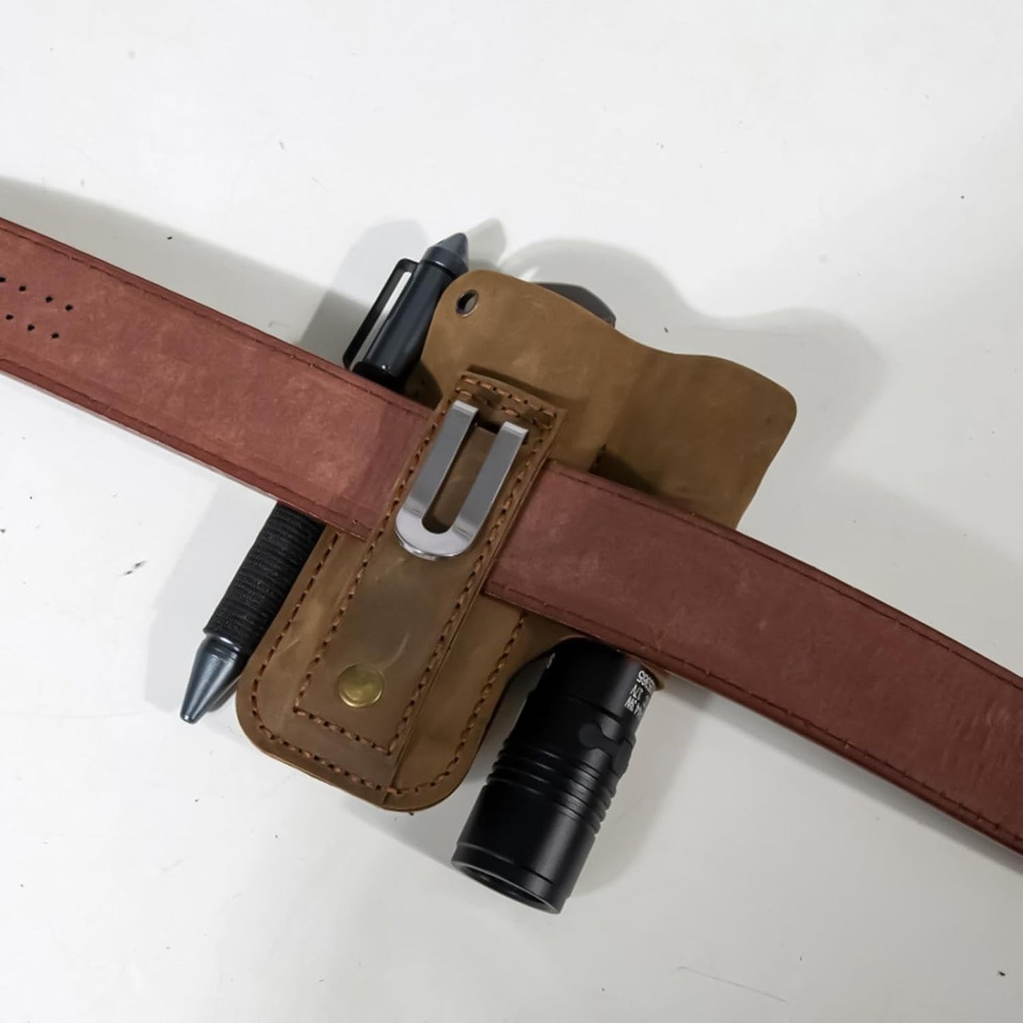 GENERIC Support De Lampe De Poche – Porte-outils Multifonction En Cuir Rétro – Pour Plantation, Récolte, élagage, Amélioration De La Maison, Construction, Plombier, Menuiserie, Travail Du Bois