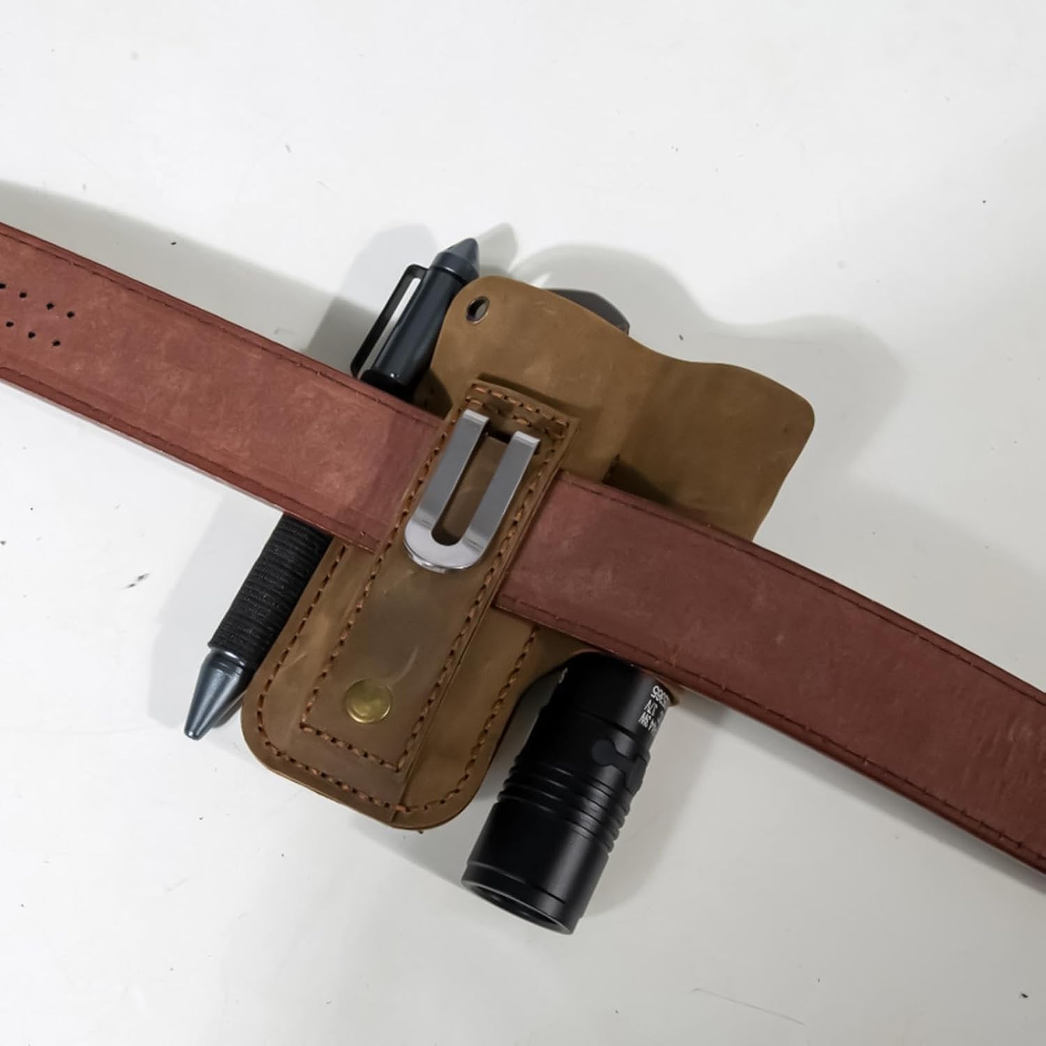 GENERIC Support De Lampe De Poche – Porte-outils Multifonction En Cuir Rétro – Pour Plantation, Récolte, élagage, Amélioration De La Maison, Construction, Plombier, Menuiserie, Travail Du Bois