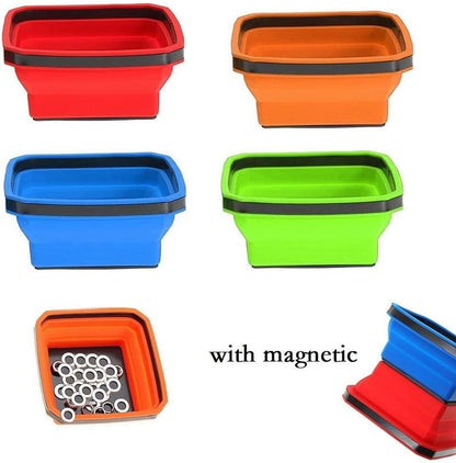  Plateau Pliable En Silicone Pour Vis, écrous, Boulons Et Petites Pièces Avec Aimant Pour Coffre à Outils, établi Et Utilisation Sur Le Terrain (vert)