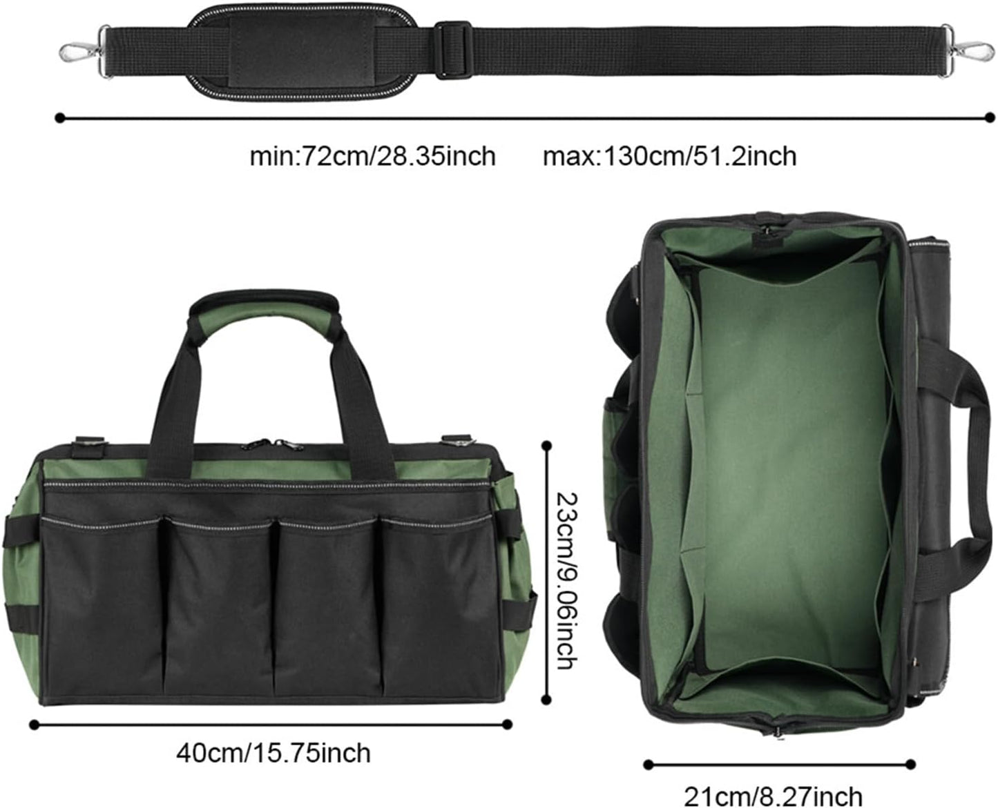 GENERIC Sac à Outils | Sac Fourre-tout Robuste à 16 Poches – Sacs à Outils D'électricien à Large Ouverture – Pour Homme, Mécanicien, électricien, Charpentier, Garage, Voyage, Réparation, Tournevis, Clés