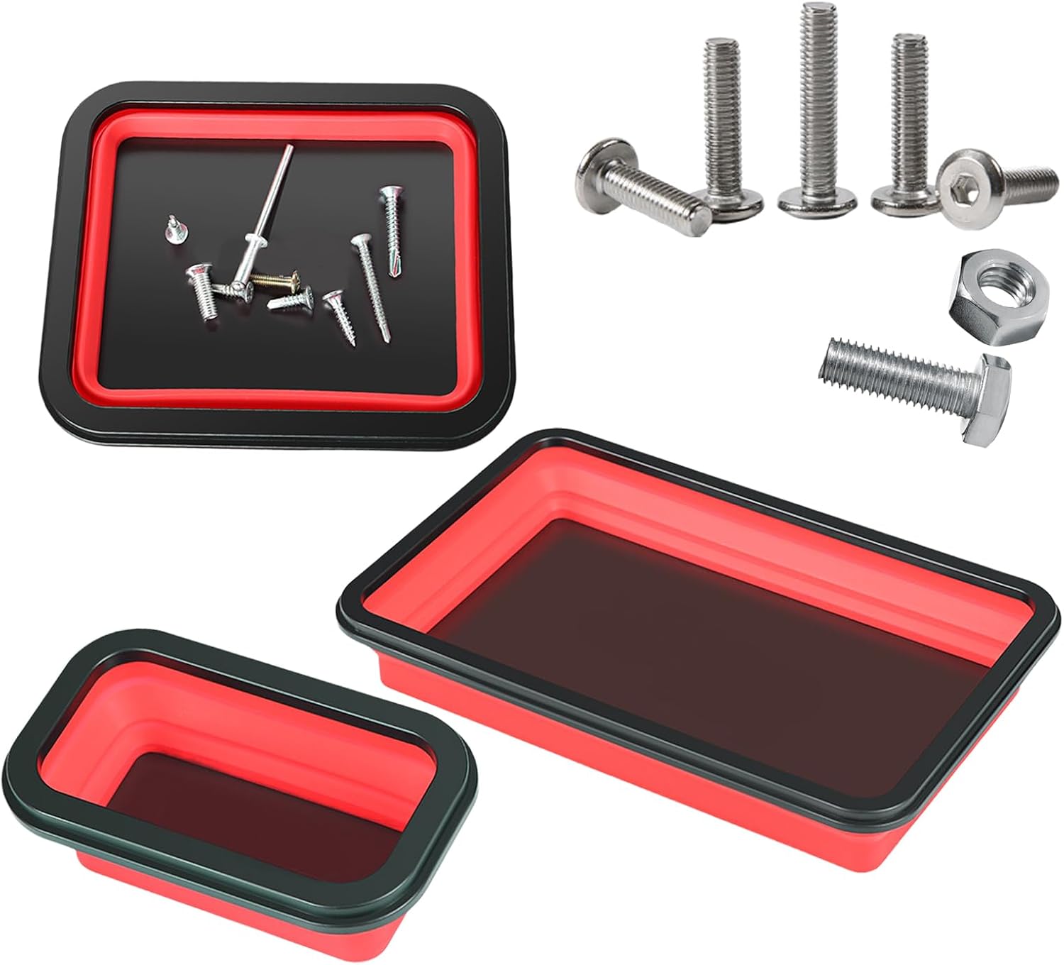 Générique Bac Magnétique,Lot De 3 Porte-Pièces Magnétique De Rangement | Organisateur D'outils Pliable Pour Tri Vis Écrous Atelier Garage De Réparation