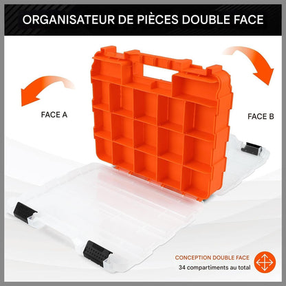  Boîte à Outils Portable - Mallette Portable Avec 34 Compartiments,Boîte De Rangement De Pièces Avec Cloisons Amovibles | Pour Électronique, Perles, Bijoux, Quincaillerie, Boulons, Écrous, Forets,